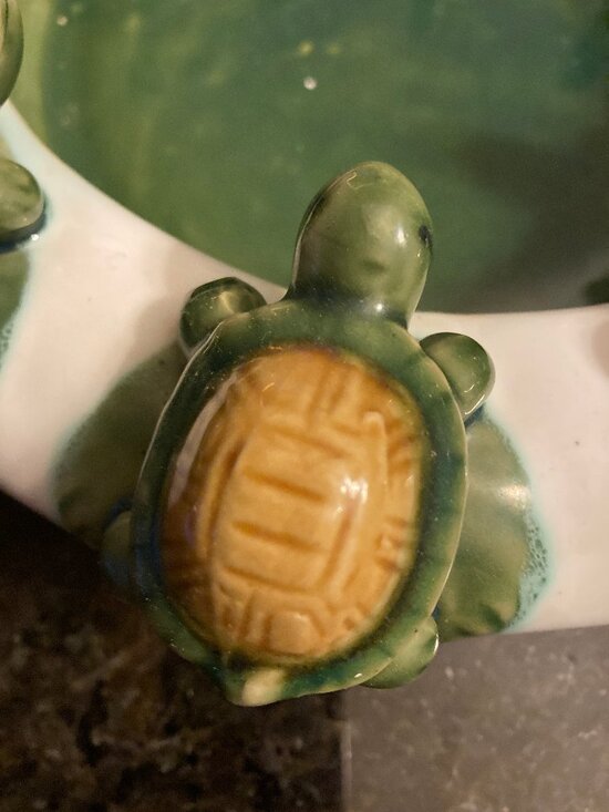 Vintage Fisherman's Fortune 10 Turtles Majolica Style Planter Dish - Picture 2 of 6